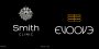 Smith Clinic and Evoove brand logo white text on black background